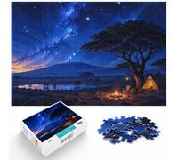 1000 Piece Jigsaw Puzzle for Adults, Serengeti Tanzania Night Sky | For the Christmas break, this 1000-piece jigsaw puzzle for adults offers 1000 pieces for the Christmas break.