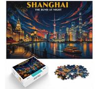 1000 Piece Jigsaw Puzzle for Adults, Shanghai Bund at Night | For shared family time: Adult jigsaw puzzle with 1000 pieces offers a break from digital entertainment.
