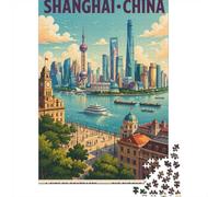 1000 Piece Jigsaw Puzzle for Adults, Shanghai China Skyline River