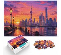 1000 Piece Jigsaw Puzzle for Adults, Shanghai Skyline Sunset | For screen-free Christmas time, this adult jigsaw puzzle with 1000 pieces suits calm, screen-free leisure.