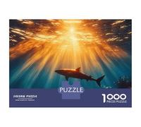 1000 Piece Jigsaw Puzzle for Adults, Shark in Sunlit Ocean Artwork, Creative Leisure Activity, Winter Indoor Entertainment, Precision Cut Pieces, 52x38cm/1000pcs