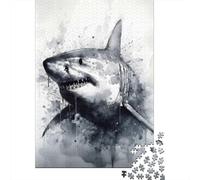 1000-Piece Jigsaw Puzzle for Adults, Shark Inked Marine Hunter, 38x26cm/1000pcs, Relaxing Home Activity And Holiday Downtime