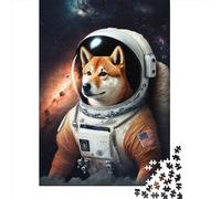 1000 Piece Jigsaw Puzzle for Adults Shiba Inu Astronaut Puzzles 1000 Pieces Wooden Board Jigsaw- Relax Puzzles Games-Brain Teaser Puzzle 1000pcs (75x50cm)