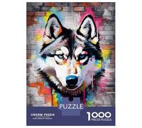 1000 Piece Jigsaw Puzzle for Adults Siberian Husky Graffiti Jigsaw for Adults Relaxing Games Stress Reliever Birthday And Unique Gifts 52x38cm/1000pcs