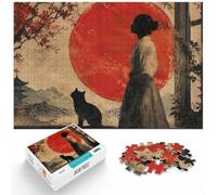 1000 Piece Jigsaw Puzzle for Adults, Silhouette Woman and Cat | For shared family time: Adult jigsaw puzzle with 1000 pieces supports a slower, more focused form of entertainment.