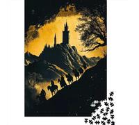 1000 Piece Jigsaw Puzzle for Adults, Silhouetted Riders Approaching Castle, 38x26cm/1000pcs, Idea, Screen-Free Activity And Family Time at Home
