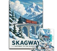 1000 Piece Jigsaw Puzzle for Adults, Skagway Train Alaska Landscape Travel | For quiet Christmas days: Adult jigsaw puzzle with 1000 pieces works as both a festive gift and an indoor activity.