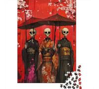 1000-Piece Jigsaw Puzzle for Adults, Skeletal Geishas, 38x26cm/1000pcs, Idea, Relaxing Home Activity And Family Time at Home