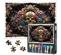 1000 Piece Jigsaw Puzzle for Adults - Skull & Floral Memento Mori Art with Premium Puzzle Board, Challenging Dark Academia Puzzles for Adults, 27.5x19.7 Inches