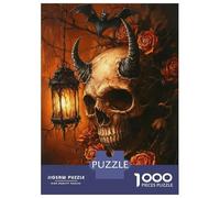 1000 Piece Jigsaw Puzzle for Adults Skull & Roses Gothic Glow Jigsaws for Adults Family Game Analysis And Logic Difficult And Challenge 52x38cm/1000pcs