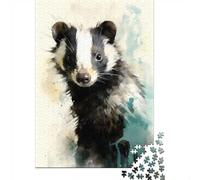 1000 Piece Jigsaw Puzzle for Adults, Skunk Beauty Watercolor | For winter days with time to puzzle: Adult jigsaw puzzle with 1000 pieces works well for shared time during the holidays.