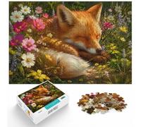 1000 Piece Jigsaw Puzzle for Adults, Sleeping Fox Among Flowers | For a calm Advent activity: Adult jigsaw puzzle with 1000 pieces offers a screen-free activity for the Christmas break.