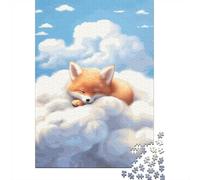 1000 Piece Jigsaw Puzzle for Adults, Sleeping Fox Clouds Blue Sky | For New Year downtime: Adult jigsaw puzzle with 1000 pieces is well suited to quiet nights during Christmas and New Year.