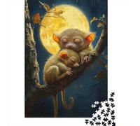 1000 Piece Jigsaw Puzzle for Adults, Sleeping Tarsiers Under the Moonlight | For puzzle lovers on Christmas morning, this adult jigsaw puzzle with 1000 pieces gives adults a calm winter activity.