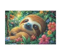 1000 Piece Jigsaw Puzzle for Adults Sloth Flower Garden 75x50cm Valentine's Day Gift for Couple Fun Bonding Activity Smooth Assembly Leisure Time Together