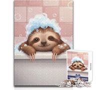 1000 Piece Jigsaw Puzzle for Adults Sloth in Bathtub with Bubbles Brainteaser Family Games But Fun And Humorous Educational Toy Size 50x75cm