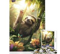 1000 Piece Jigsaw Puzzle for Adults Sloth in Rainforest Happy Indoor Family Gathering Fun Perfect Holiday Celebration Present (38x26cm)