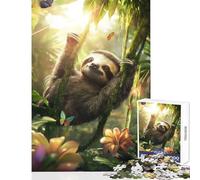 1000 Piece Jigsaw Puzzle for Adults Sloth in Rainforest Happy Indoor Family Gathering Fun Perfect Holiday Celebration Present (50x75cm)