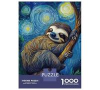 1000 Piece Jigsaw Puzzle for Adults Sloth in Starry Night Puzzles for Adults Relaxing Games Pattern Assembly for Is Ideal As A Gift 70x50cm/1000pcs