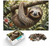 1000 Piece Jigsaw Puzzle for Adults, Sloth Portrait in Stone Mosaic | For festive family time away from screens, this adult jigsaw puzzle with 1000 pieces turns winter downtime into puzzle time.
