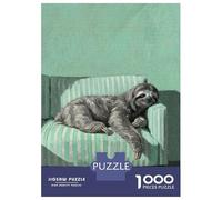 1000 Piece Jigsaw Puzzle for Adults, Sloth Resting on Striped Couch Artwork, Indoor Entertainment, Christmas Family Activity, Pieces, 70x50cm/1000pcs