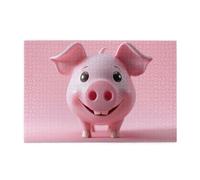 1000 Piece Jigsaw Puzzle for Adults,Smile Pink Pig, Puzzles with Letters on Back, Challenging Puzzle for Game Night Home Décor, 19.7 x 29.5