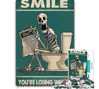 1000 Piece Jigsaw Puzzle for Adults, Smile Skeleton Skull Funny-1 | A colour-printed paper puzzle around the table for patient puzzling.