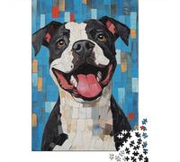 1000 Piece Jigsaw Puzzle for Adults, Smiling Pitbull Mosaic, 52x38cm/1000pcs, Shared Puzzle Activity, Weekend Leisure And Friends And Family