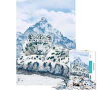 1000 Piece Jigsaw Puzzle for Adults Snow Leopard over The Mountains Challenging To Complete But Fun And Humorous Relaxing Games for Ages 14 And over (38x26cm)