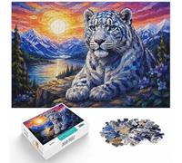 1000 Piece Jigsaw Puzzle for Adults, Snow Leopard Stained Glass