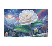 1000 Piece Jigsaw Puzzle for Adults Snow Mountain White Camellia 1000 PCS 75x50cm Home Wall Decor Artwork Unique Personalized Decoration for Living Room Bedroom Study