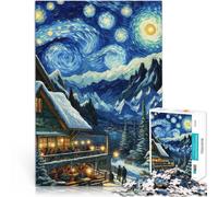 1000 piece jigsaw puzzle for adults Snow scene at night Made of wood Suitable for ages 14 and up Challenging play toys It is ideal as a gift for the whole family。size:50x75cm/19.68x29.52inch