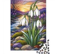 1000 Piece Jigsaw Puzzle for Adults, Snowdrops River Sunset Landscape