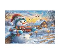 1000 Piece Jigsaw Puzzle for Adults Snowman Christmas Snowy 75x50cm Precision Cut Tight Fit No Burrs Perfect for Family Bonding Parent-14+ Interactive Game Holiday Indoor