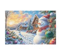 1000 Piece Jigsaw Puzzle for Adults Snowman Christmas Tree Snow 75x50cm Stress Relief Anxiety Reduction Puzzle Perfect for Office Workers Daily Unwind After Long Work Hours