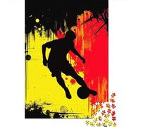 1000 Piece Jigsaw Puzzle for Adults, Soccer Player Silhouette with Belgium Flag Abstract Background, 38x26cm/1000pcs, Festive Gift Idea, Screen-Free Activity And Cosy Winter Evenings