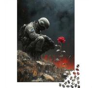 1000 Piece Jigsaw Puzzle for Adults, Soldier and Rose in War Landscape