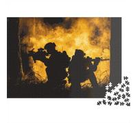 1000 Piece Jigsaw Puzzle for Adults, Soldiers Silhouette Fire