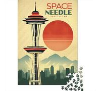 1000-Piece Jigsaw Puzzle for Adults, Space Needle Seattle, 38x26cm/1000pcs, Relaxing Home Activity And Holiday Downtime