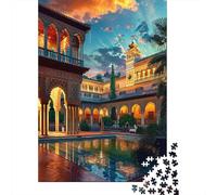 1000 Piece Jigsaw Puzzle for Adults Spanish Palace Sunset -2 Puzzles for Adults Relaxing Games Pattern Assembly for Is Ideal As A Gift 70x50cm/1000pcs