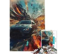 1000 Piece Jigsaw Puzzle for Adults Speed Blur Car Art Jigsaw Puzzle Hands-on Game Pattern Assembly Parent-child Interaction (Size 50x75cm)