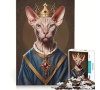 1000 Piece Jigsaw Puzzle for Adults Sphynx Cat King, Relaxing Games, Difficult And Challenge, Unique Birthday And Gifts 38x52cm