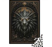 1000 Piece Jigsaw Puzzle for Adults, Spiked Lion Head - Royal Gothic Beast, 52x38cm/1000pcs, Idea, Family Activity And Cosy Winter Evenings