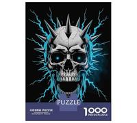 1000 Piece Jigsaw Puzzle for Adults Spiked Skull with Lightning Teenager Puzzles Relaxing Games Enhance Memory Unique Gifts for Birthday And Christmas 52x38cm/1000pcs