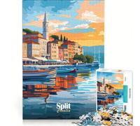 1000 Piece Jigsaw Puzzle for Adults Split, Croatia Sunset, Brain Teaser Game, Precision Cutting, Artists Collection, Fine Art 38x52cm