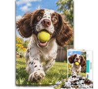 1000 Piece Jigsaw Puzzle for Adults, Springer Spaniel Dog Tennis Ball-1 | For puzzle lovers on Christmas morning, this adult jigsaw puzzle with 1000 pieces offers a longer activity for the holidays.