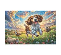 1000 Piece Jigsaw Puzzle for Adults Springer Spaniel Ranch 1000 PCS 75x50cm Universal Puzzle for All Occasions Home Decor Family Fun Stress Relief All in One Gift