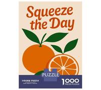 1000 Piece Jigsaw Puzzle for Adults, Squeeze The Day Orange Illustration Artwork, Challenging Brain Teaser, Holiday Family Game, Premium Puzzle Pieces, 70x50cm/1000pcs