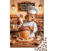1000 Piece Jigsaw Puzzle for Adults, Squirrel Chef Decorating Acorn Cake, 52x38cm/1000pcs, Winter Indoor Activity, Quiet Evening Leisure And Cosy Evenings
