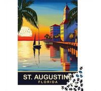1000 Piece Jigsaw Puzzle for Adults, St. Augustine, Florida Travel Poster